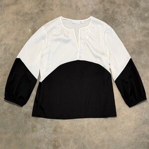 NWT New York & Company Black and White Colorblock Blouse